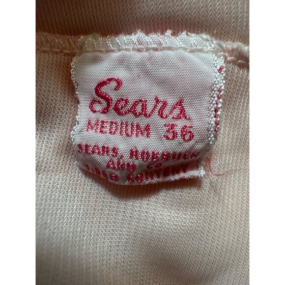 Vintage Sears Pink Nylon Short Sleeve Button-Front Nightgown With Satin Trim & P - Picture 5 of 16